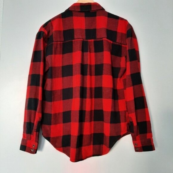 FOREVER 21 Classic Flannel Buffalo Check Plaid Button Down Shirt Red Black Sz S - Picture 9 of 13